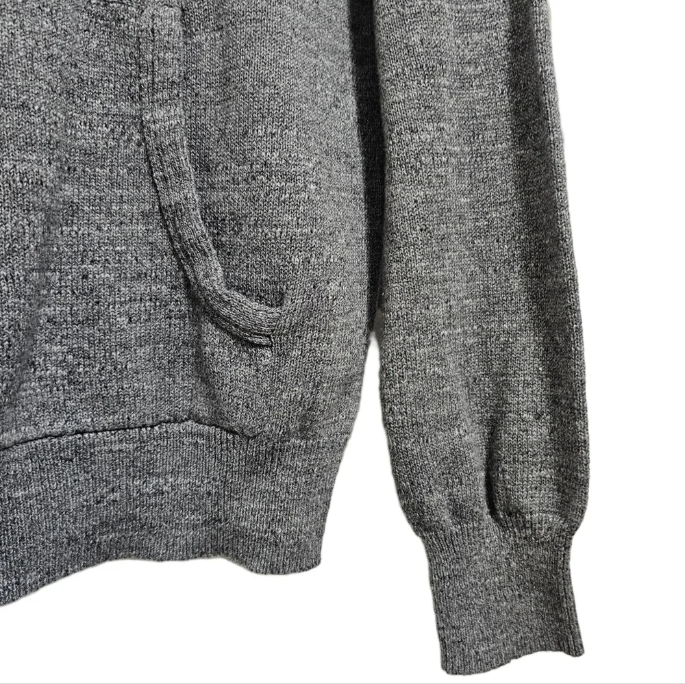 J.Crew grey quarter button hoodie kangaroo pocket pullover sweater size medium